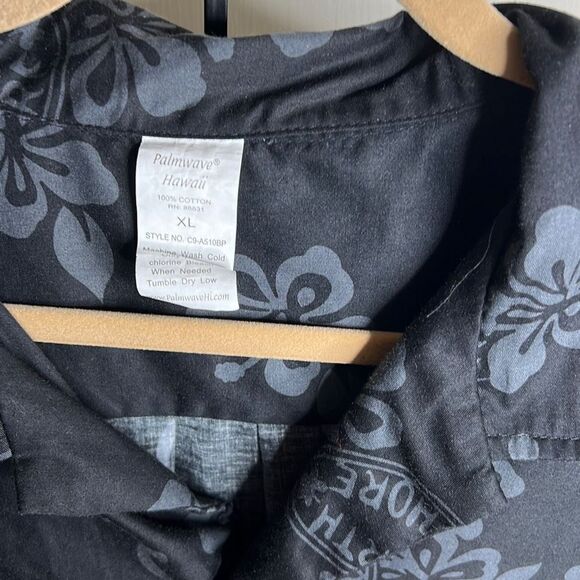 ❤️Vintage Palmwave Hawaiian Beer Bottles Hawaiian Art Button Down Casual Shirt - Picture 2 of 7